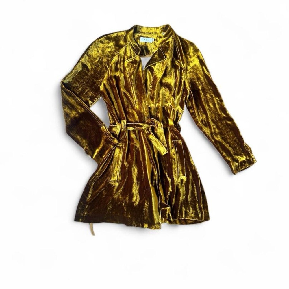 A.L.C. Gold Velvet Trench Wrap Dress 6